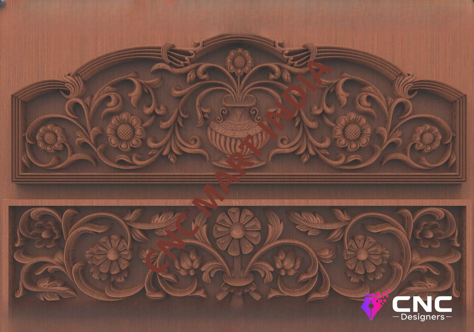 Beds & Sofa - BS-114 Traditional Floral Urn Carved Panel 3D Model